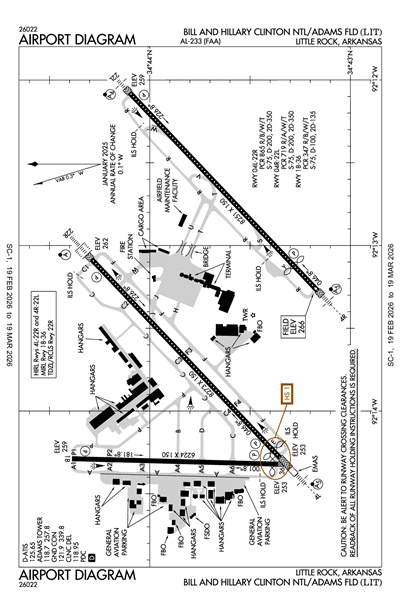 BILL AND HILLARY CLINTON NTL/ADAMS FLD - Airport Diagram