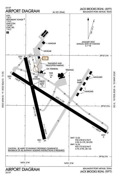 JACK BROOKS RGNL - Airport Diagram