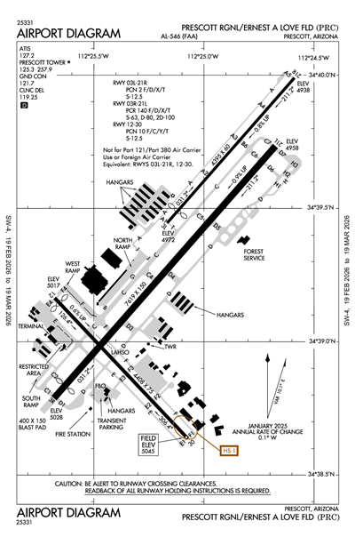 PRESCOTT RGNL/ERNEST A LOVE FLD - Airport Diagram