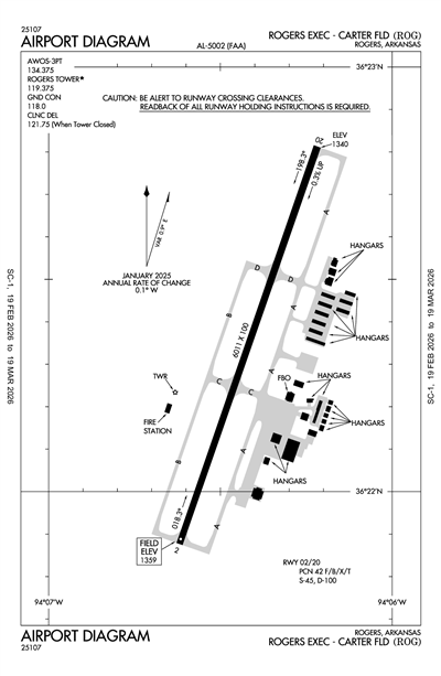 ROGERS EXEC - CARTER FLD - Airport Diagram